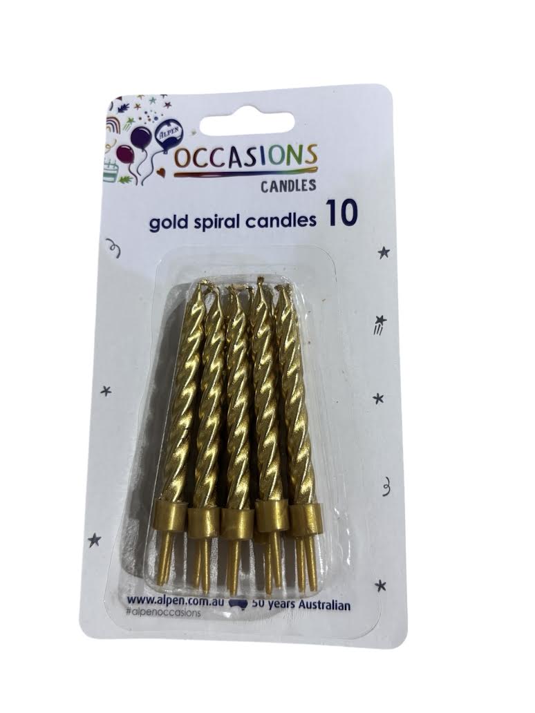 Gold Spiral Candles - 10pk