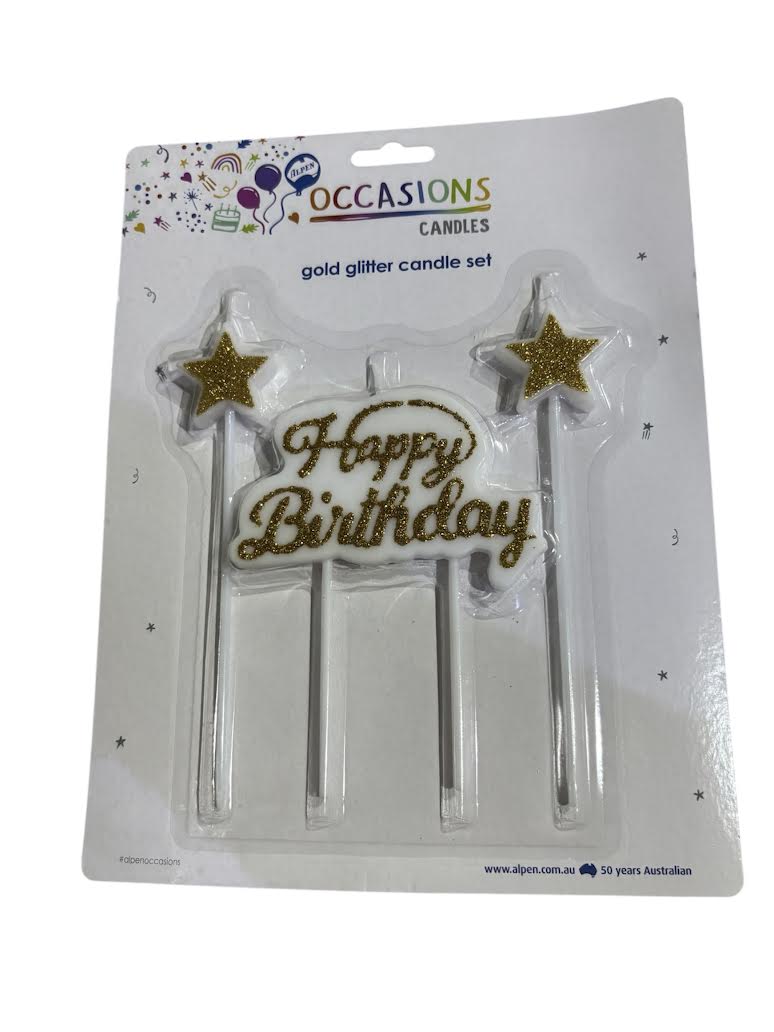 Happy Birthday Candle Set - Gold