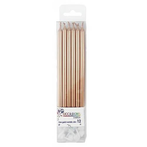 Metallic Slim Candles 12pk