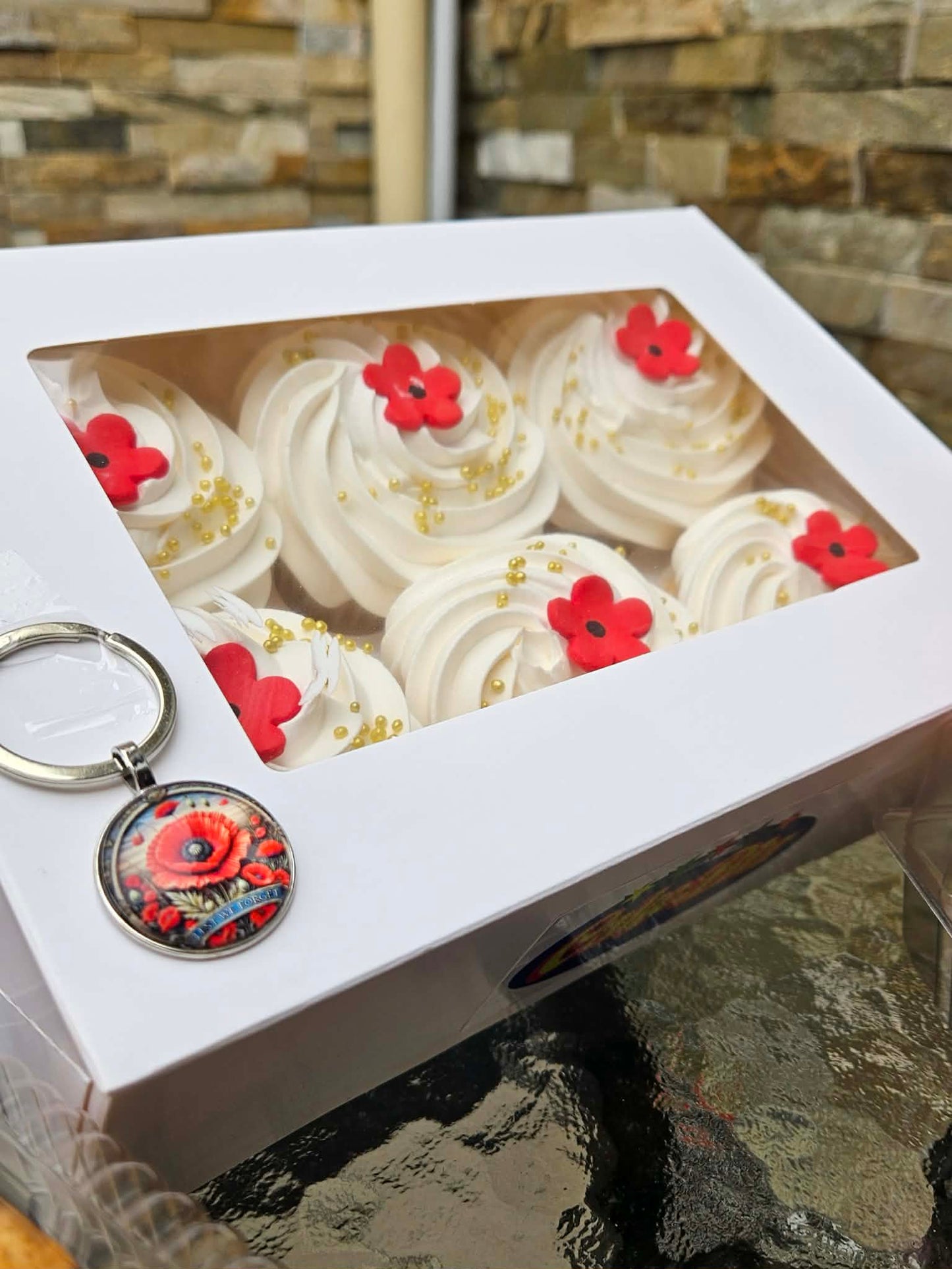 ANZAC Poppy Themed Cupcakes 6 Pack
