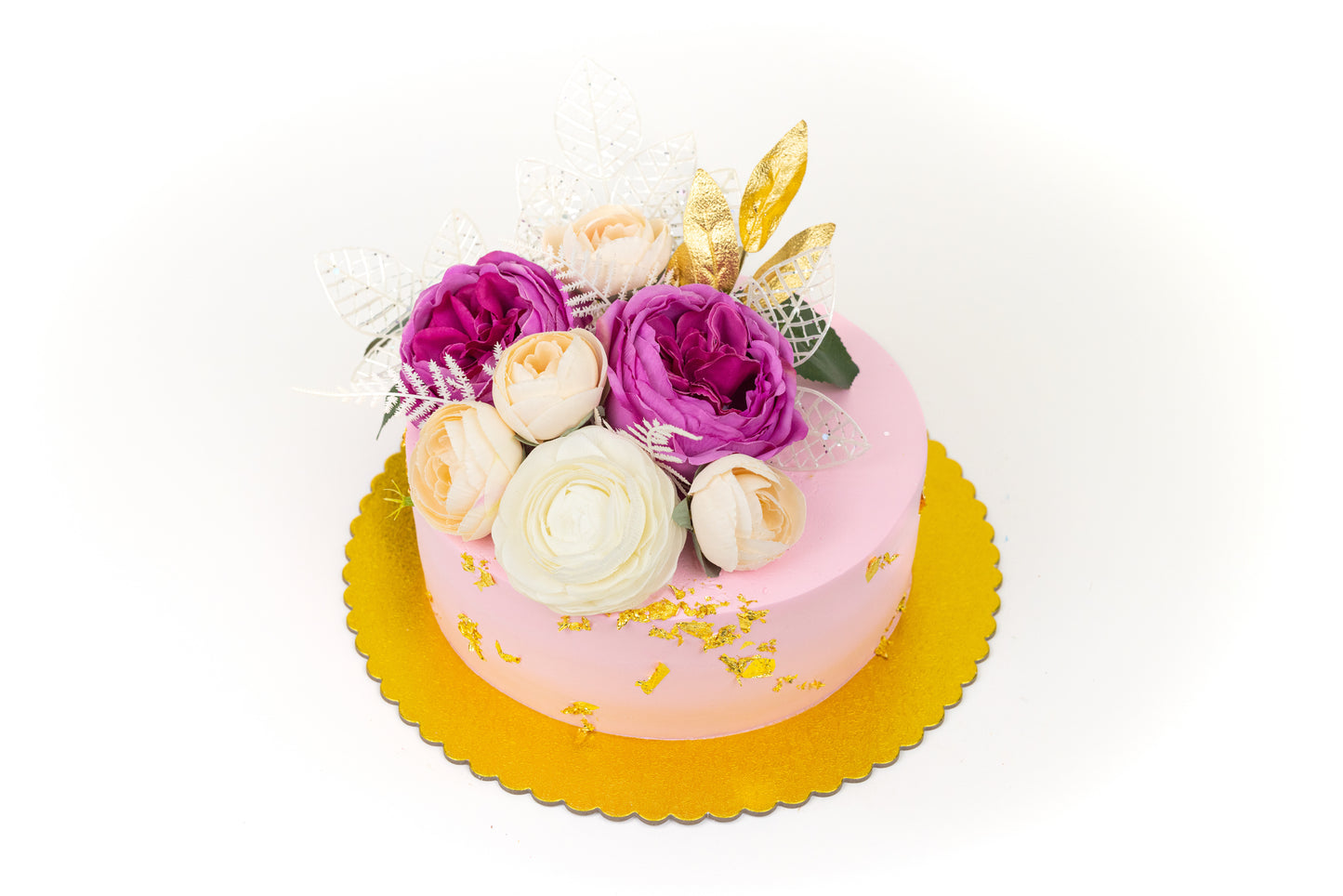 Pink Gold Floral Cake