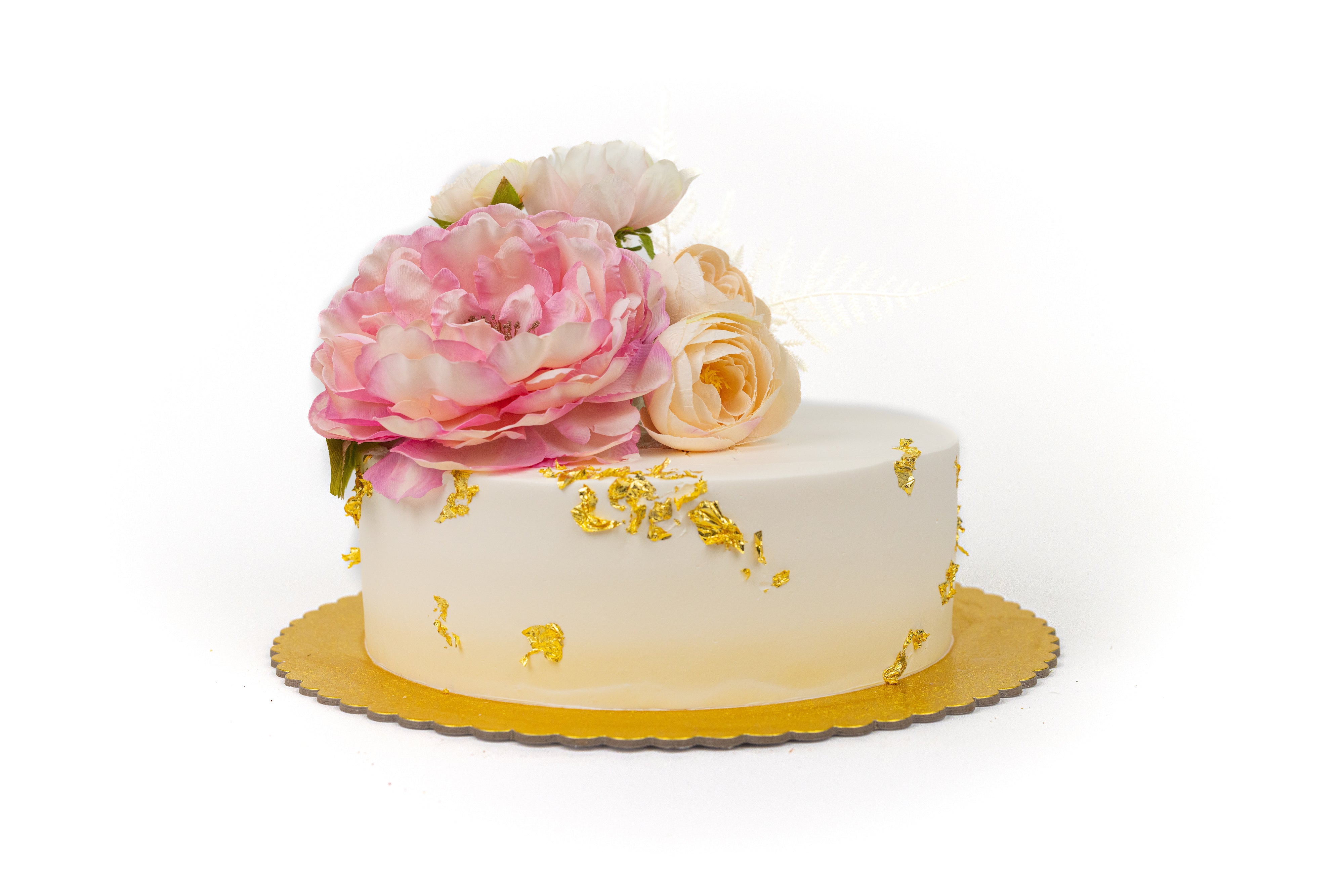White Gold Floral Cake – Cake.Biz