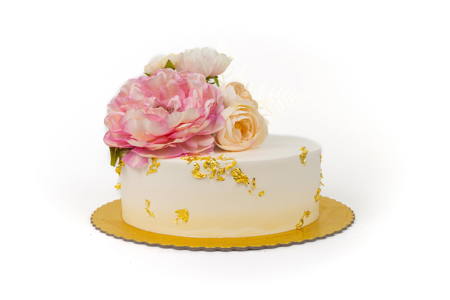 White Gold Floral Cake