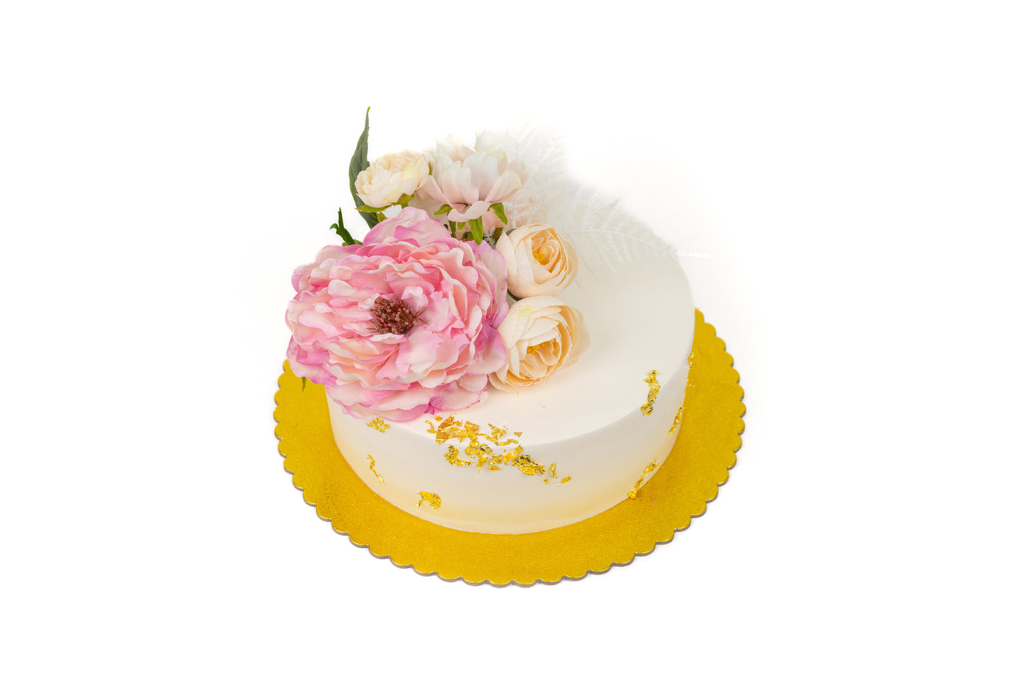 White Gold Floral Cake