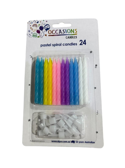 Pastel Spiral Candles - 24pk