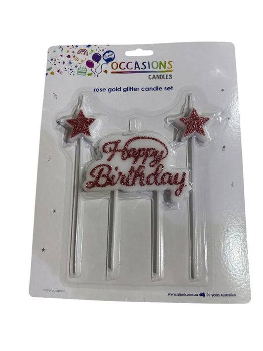 Happy Birthday Candle Set - Rose Gold