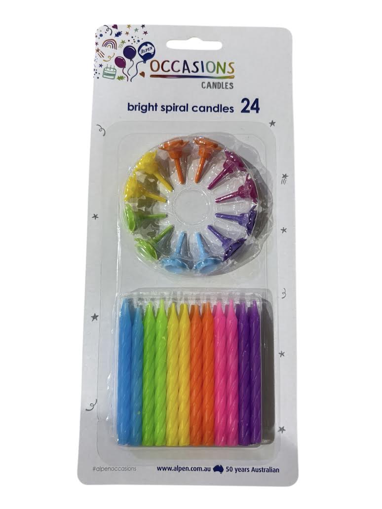 Bright Spiral Candles - 24pk