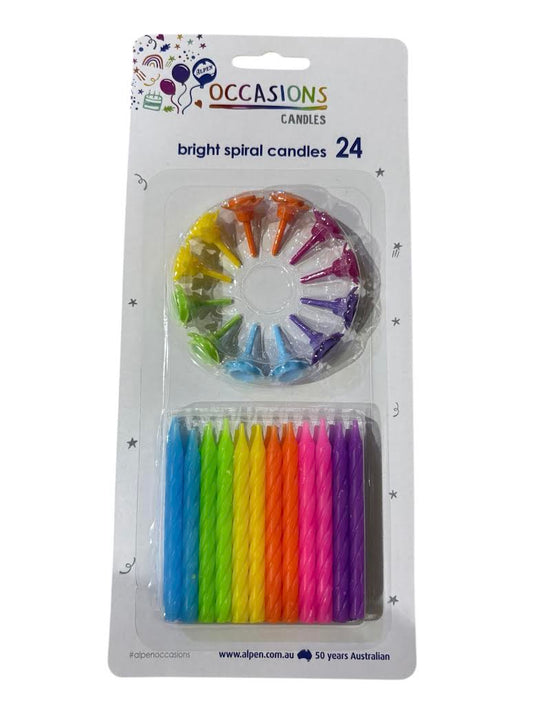 Bright Spiral Candles - 24pk