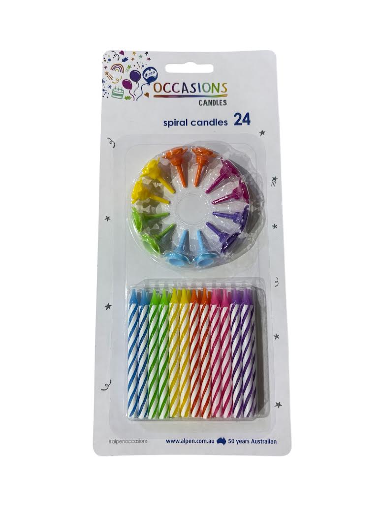 Spiral Candles Multicolour - 24pk
