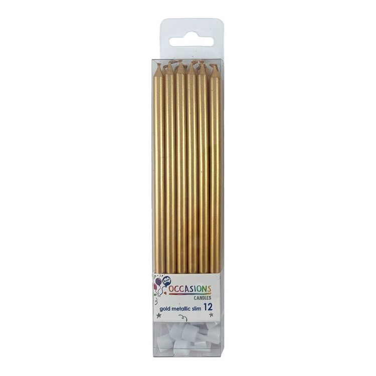 Metallic Slim Candles 12pk