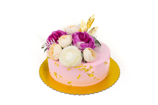 Pink Gold Floral Cake