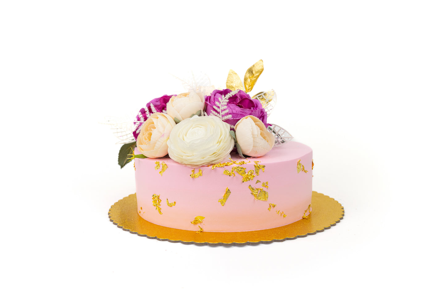 Pink Gold Floral Cake